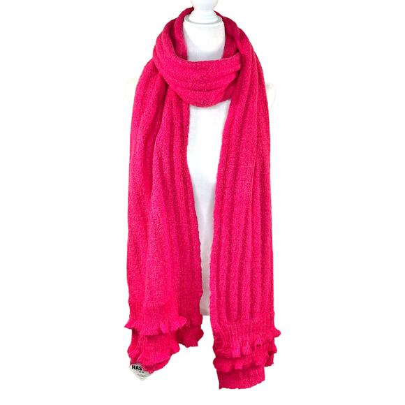 Moda International Pink Wool Blend Ruffled Scarf NWT - Picture 6 of 6